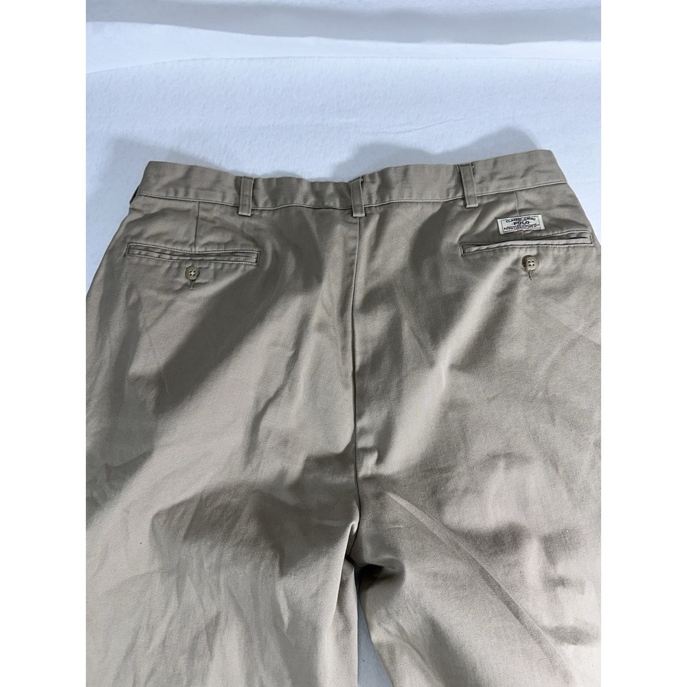 Polo Ralph Lauren Andrew Pant Mens 38x29 Tan Khaki Classic Chino Pleated Cotton - Picture 10 of 10